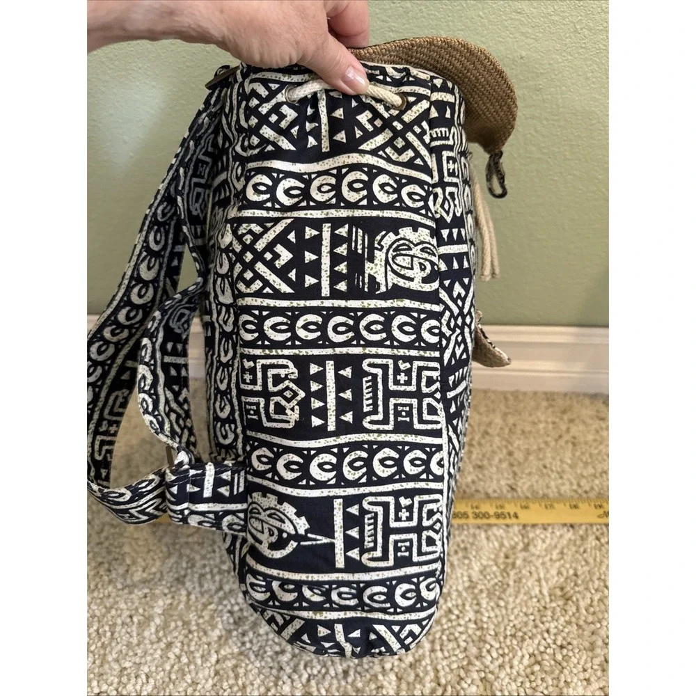 Taaluma Totes Mali Travel Computer Backpack Hawaiian Black & White Print